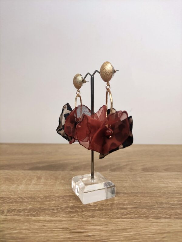 PENDIENTES FLOR SEDA ANIMAL PRINT - Imagen 6