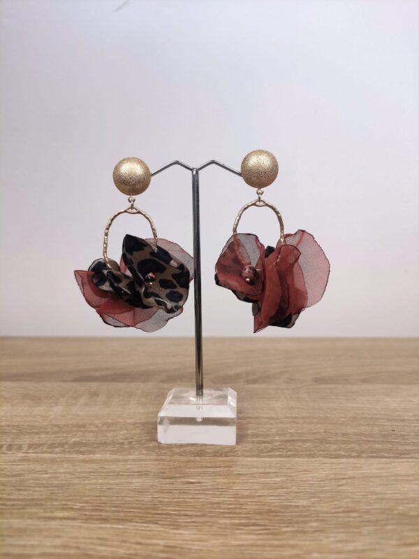 PENDIENTES FLOR SEDA ANIMAL PRINT - Imagen 5