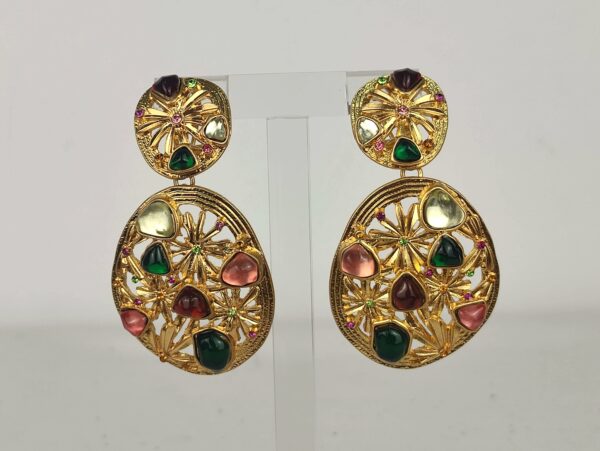 PENDIENTES ROSETON PIEDRA - Imagen 2