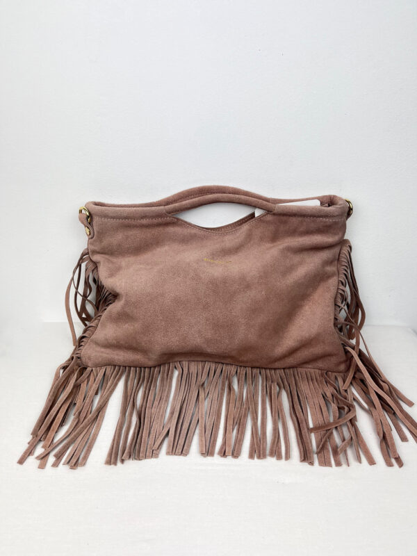 BOLSO PIEL SERRAJE ACABADO FLECOS - Imagen 3