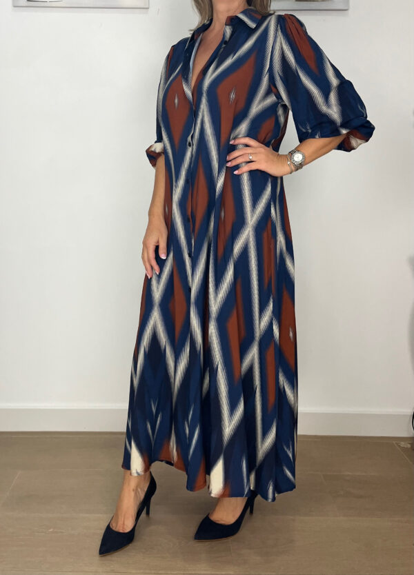 VESTIDO CAMISERO ROMBOS - Imagen 2
