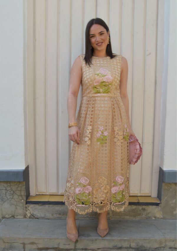 VESTIDO ENCAJE ROSAS - Imagen 2