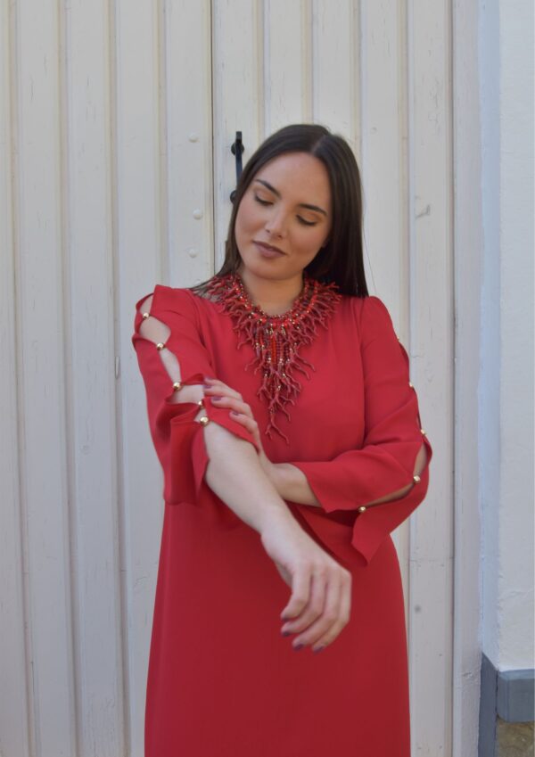 VESTIDO ABALORIOS MANGA - Imagen 2