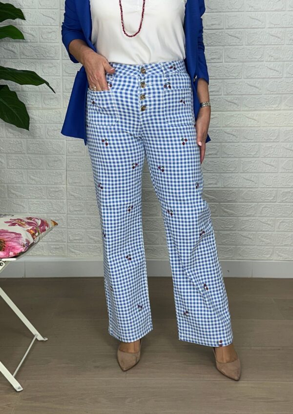 PANTALÓN CUADRITOS DE VICHY BORDADOS